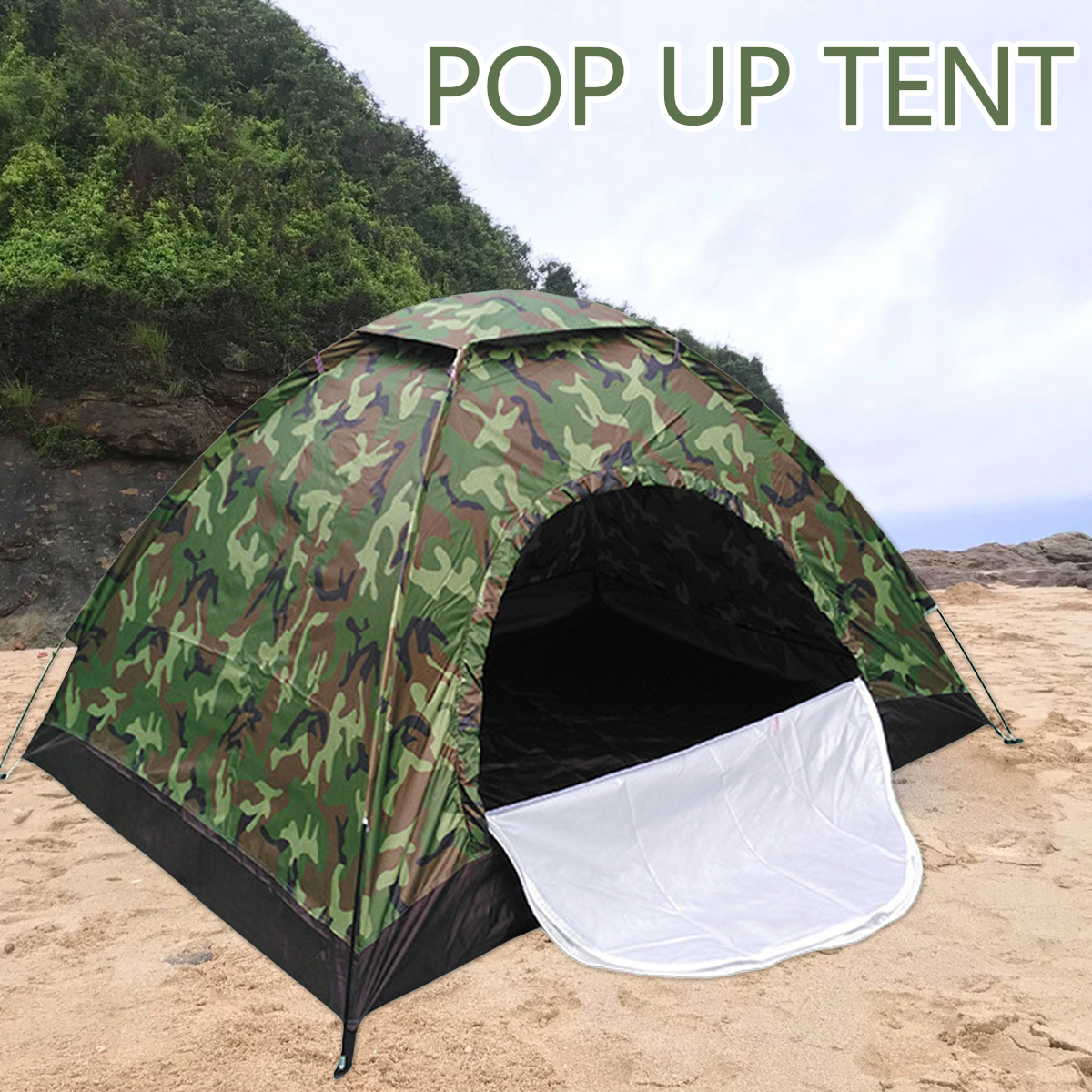 Goat Camouflage Ultralight Waterproof Cheap Camping Tent Single Layer Portable Coating Foldable Beach Fishing for Outdoor Capmin